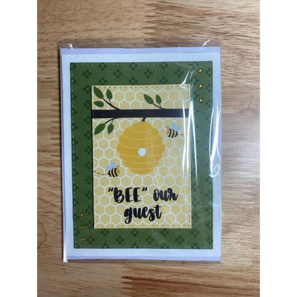 Bee & Honey Greeting Card – Handmade A2 Card – All Occasion Blank Card